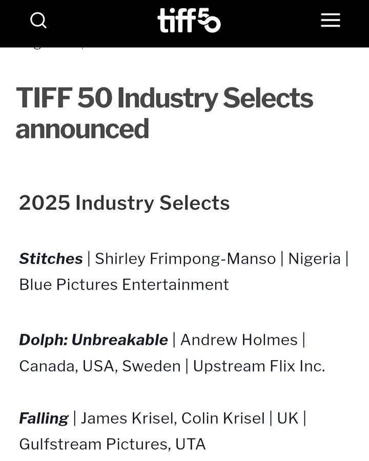 Shirley Frimpong-Manso’s Nollywood Debut Stitches to Premiere at TIFF 2025